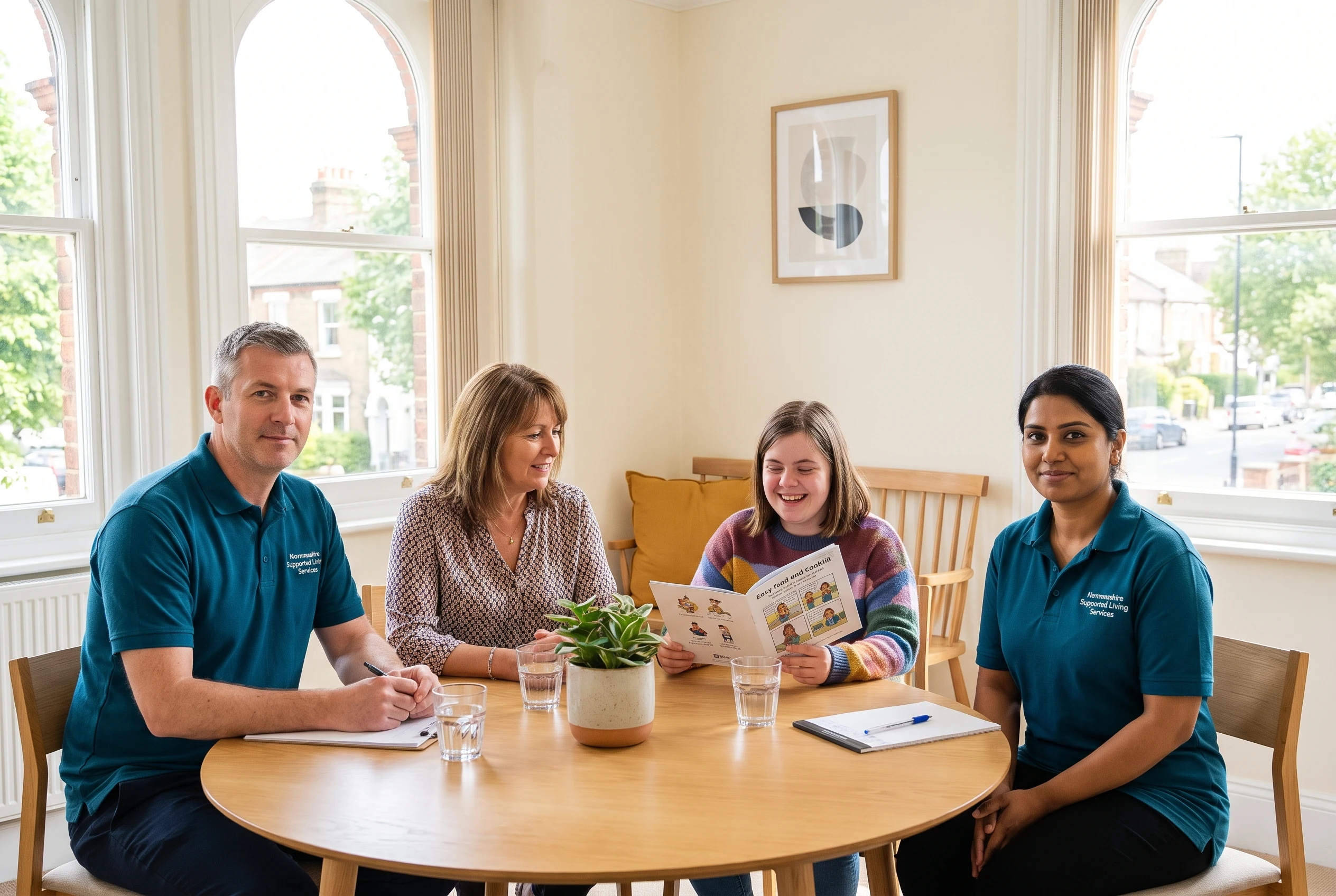 Normanshire support workers talking with a mother and her adult daughter about supported living in Waltham Forest