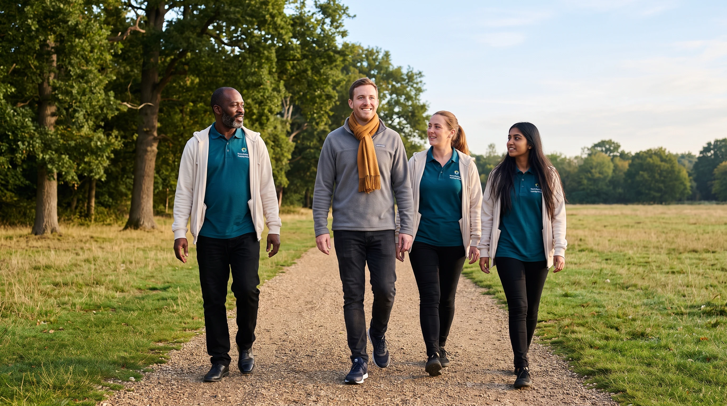 Man enjoying a morning walk near Epping Forest in Chingford with Normanshire mental health support workers